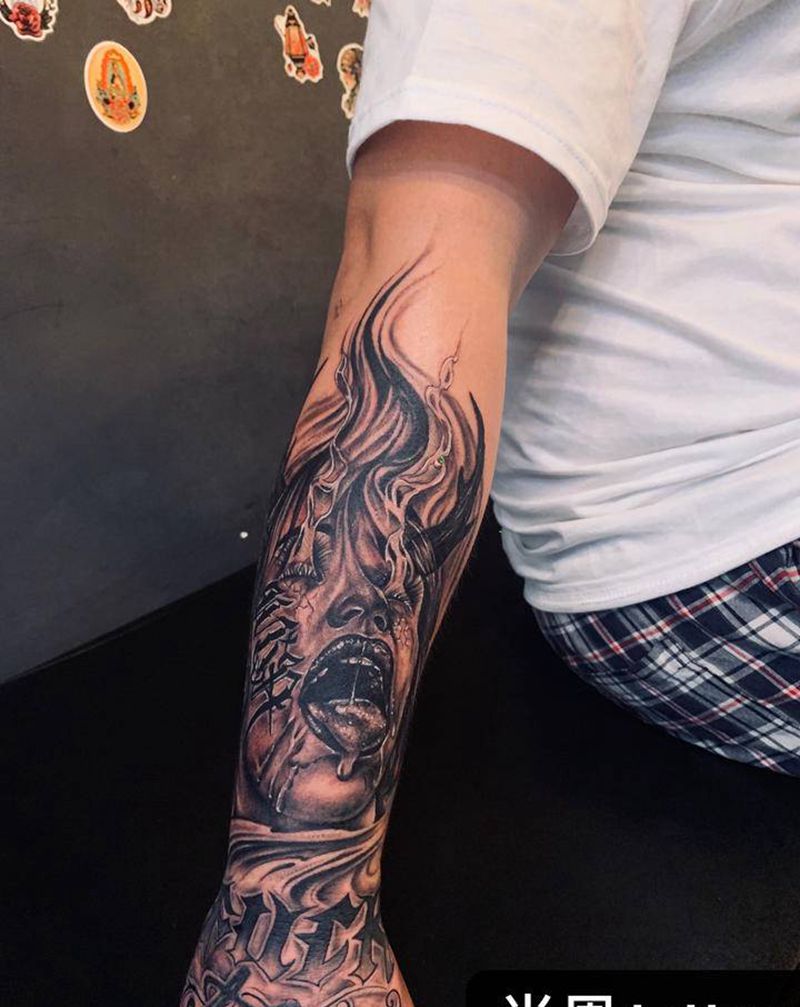 恶魔纹身图片_欧美写实纹身图案