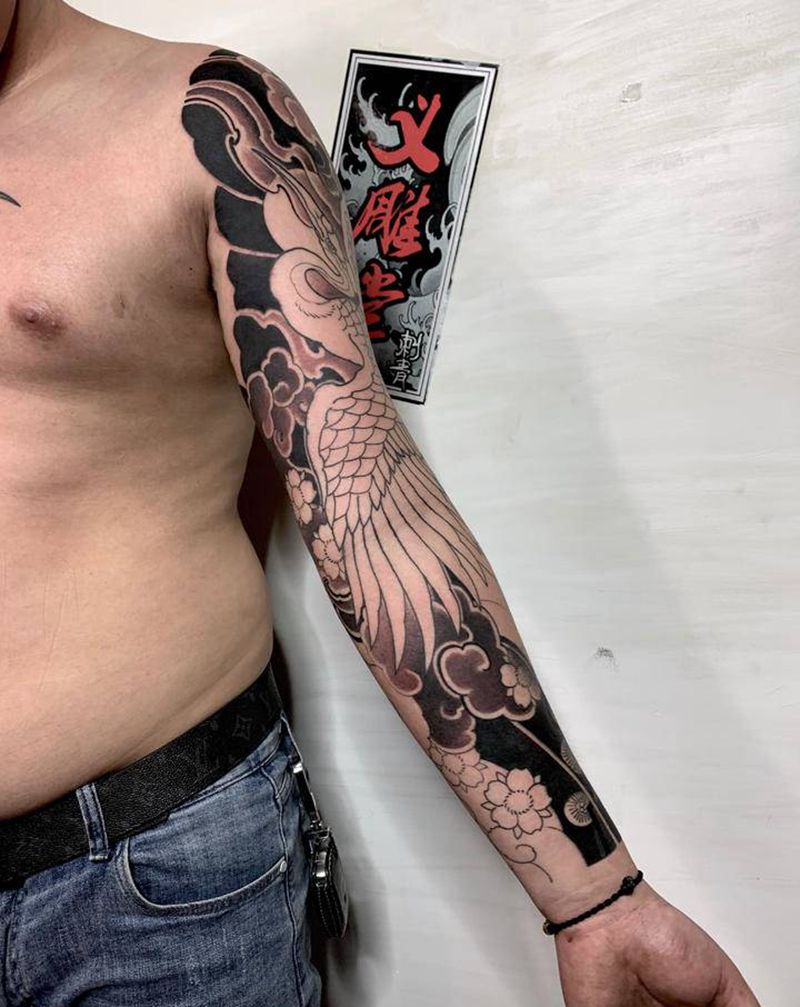 花臂纹身纹身图片_手臂老传统重庆纹身图案