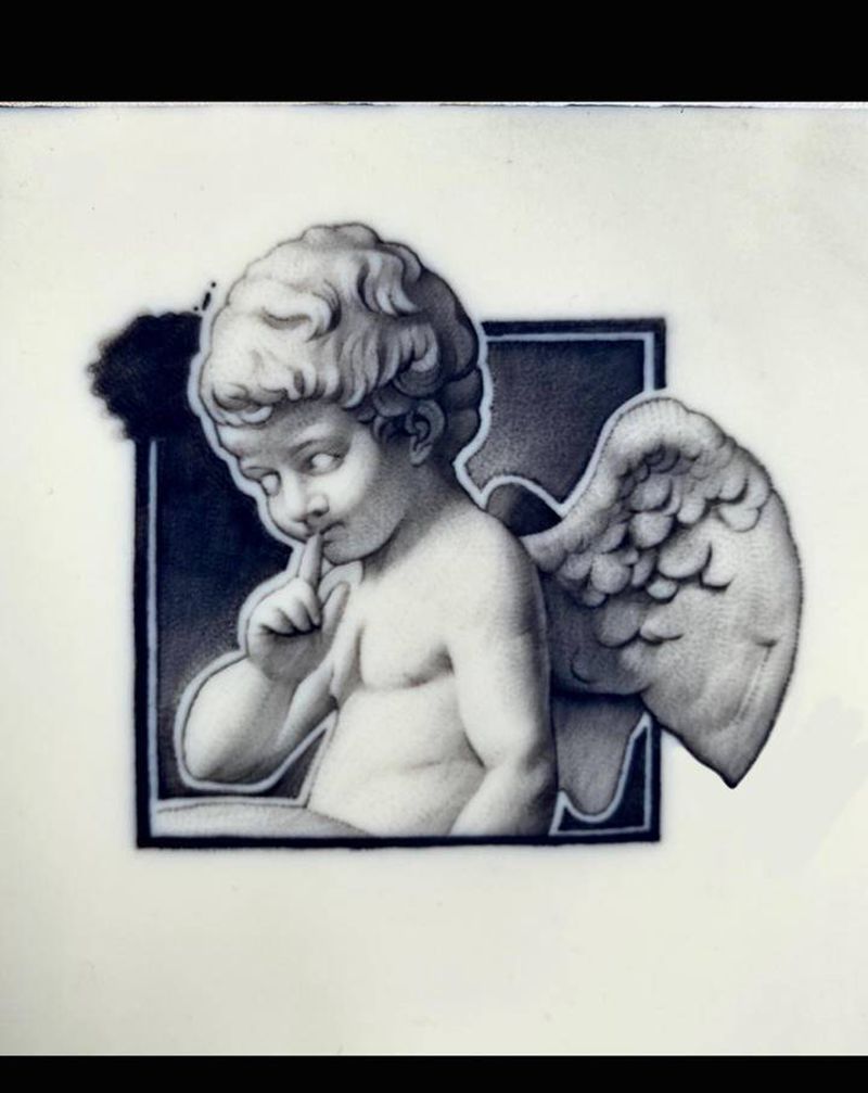 没有名字纹身图片_手臂肩部欧美写实纹身图案