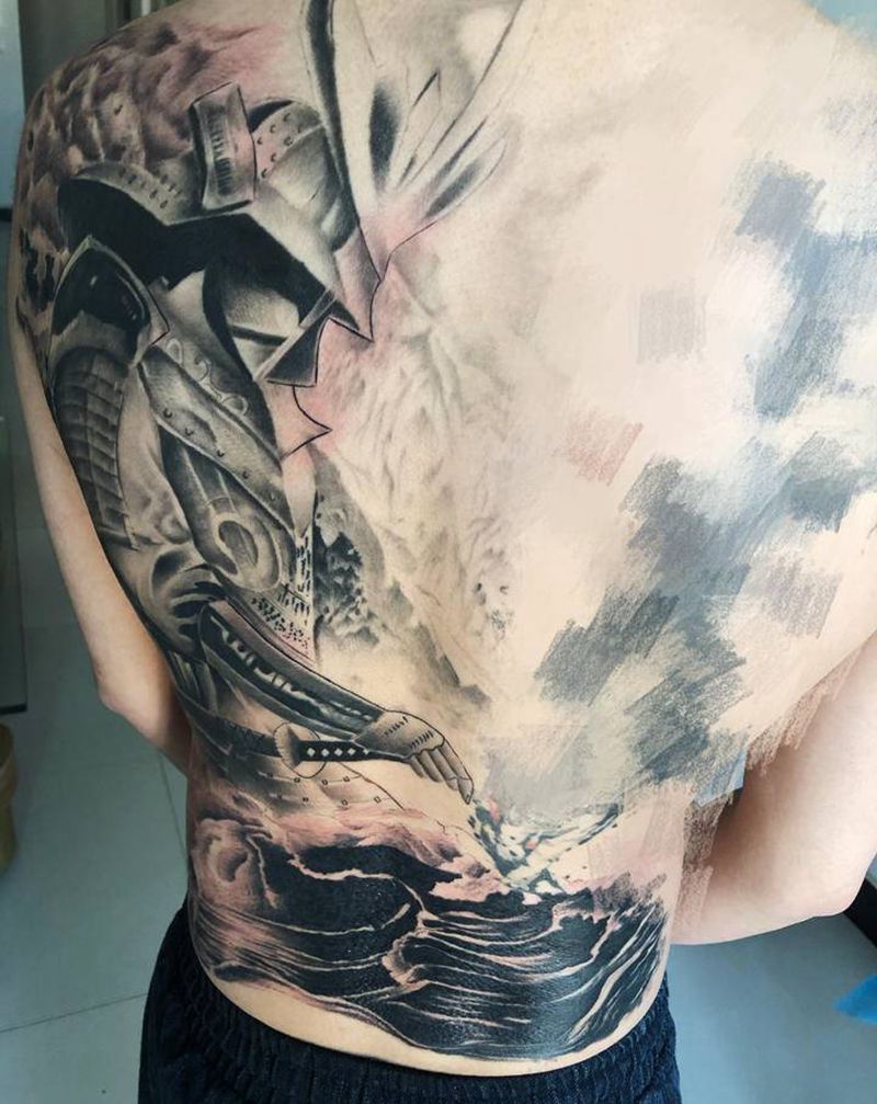 武士纹身图片_背部纹身图案