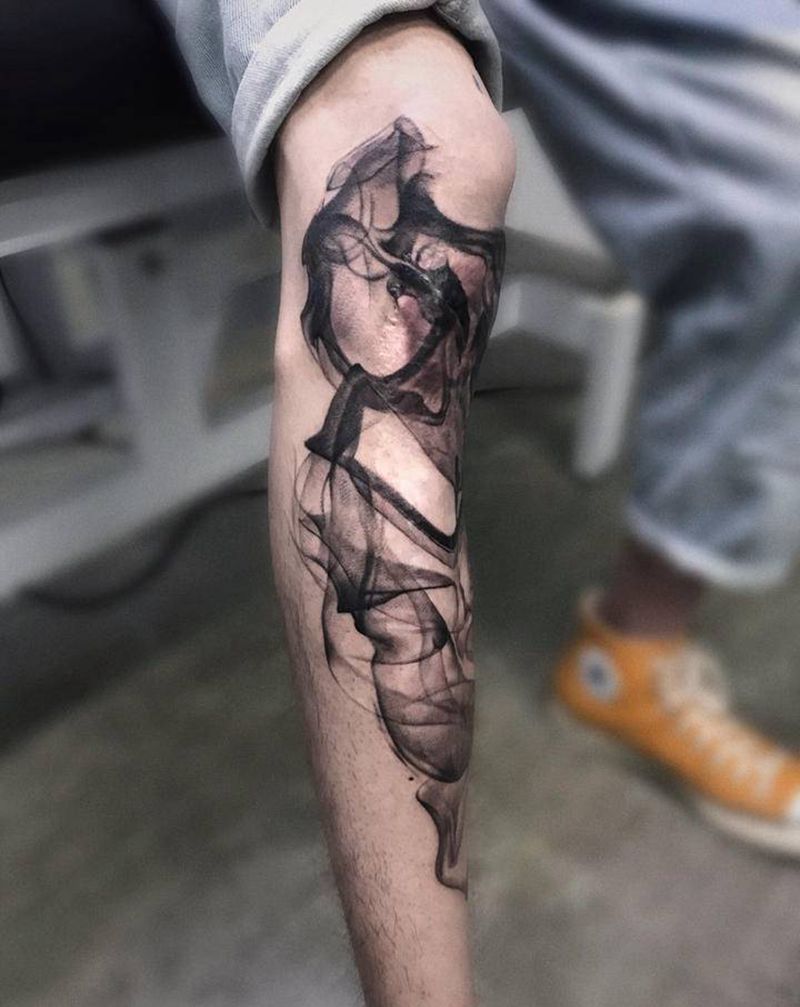 水墨遮盖烧伤疤【根作品】纹身图片_腿部水墨原创遮盖伤疤纹身图案