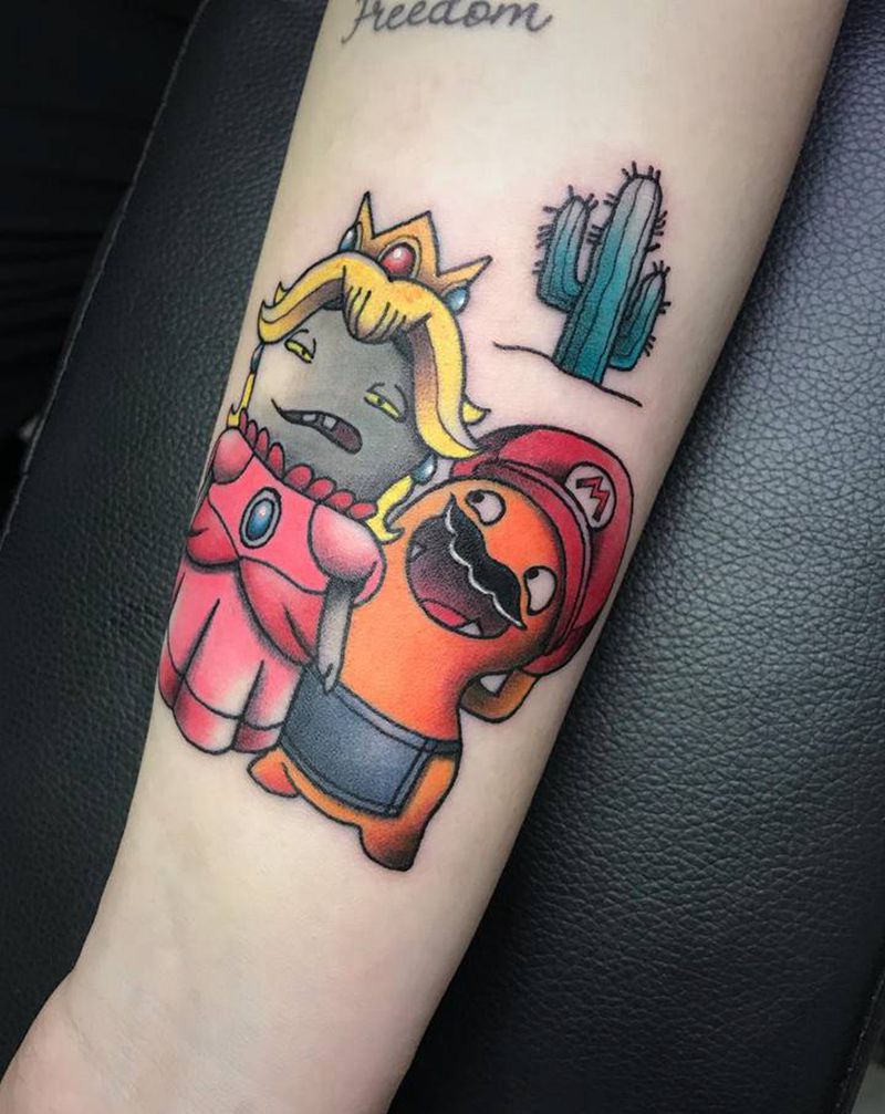 丑娃娃和仙人掌【曦曦作品】纹身图片_手臂New School原创丑娃娃仙人掌纹身图案