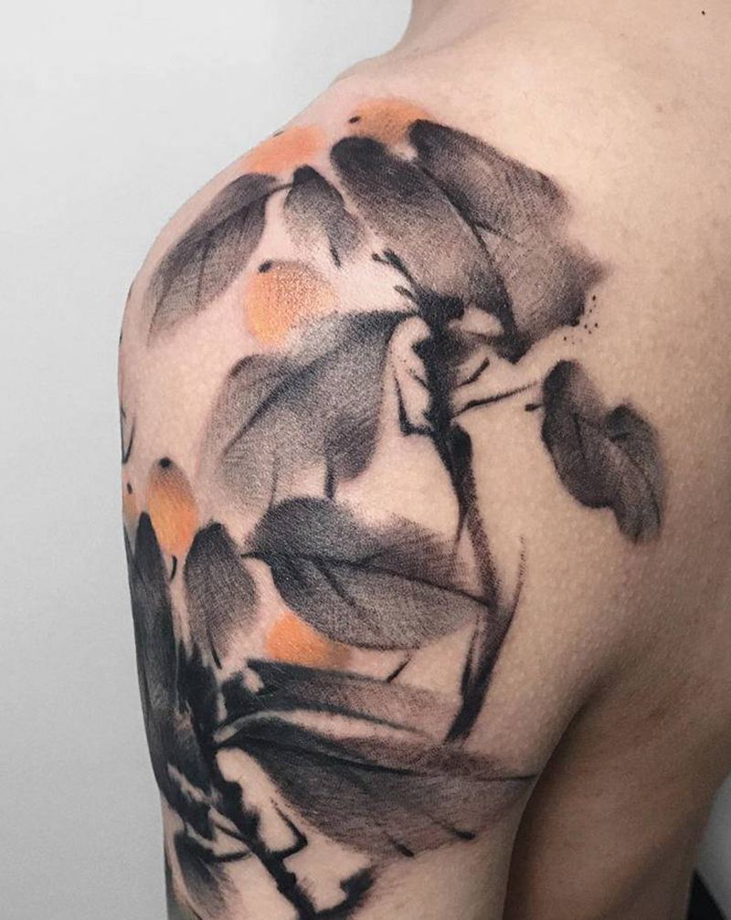 水墨遮盖【根作品】纹身图片_手臂水墨水彩国画纹身图案