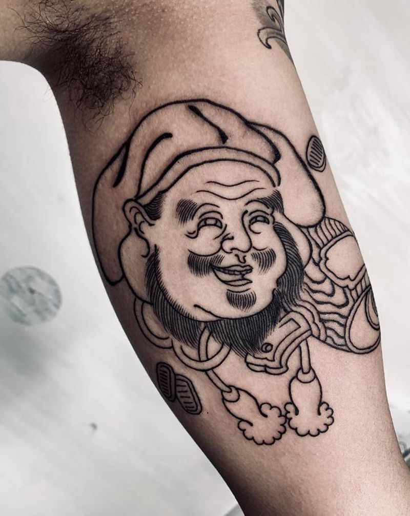 大黑天线条纹身图片_手臂重庆纹身图案