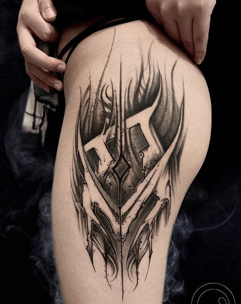 花体字纹身图片_臀部花体字暗黑纹身图案