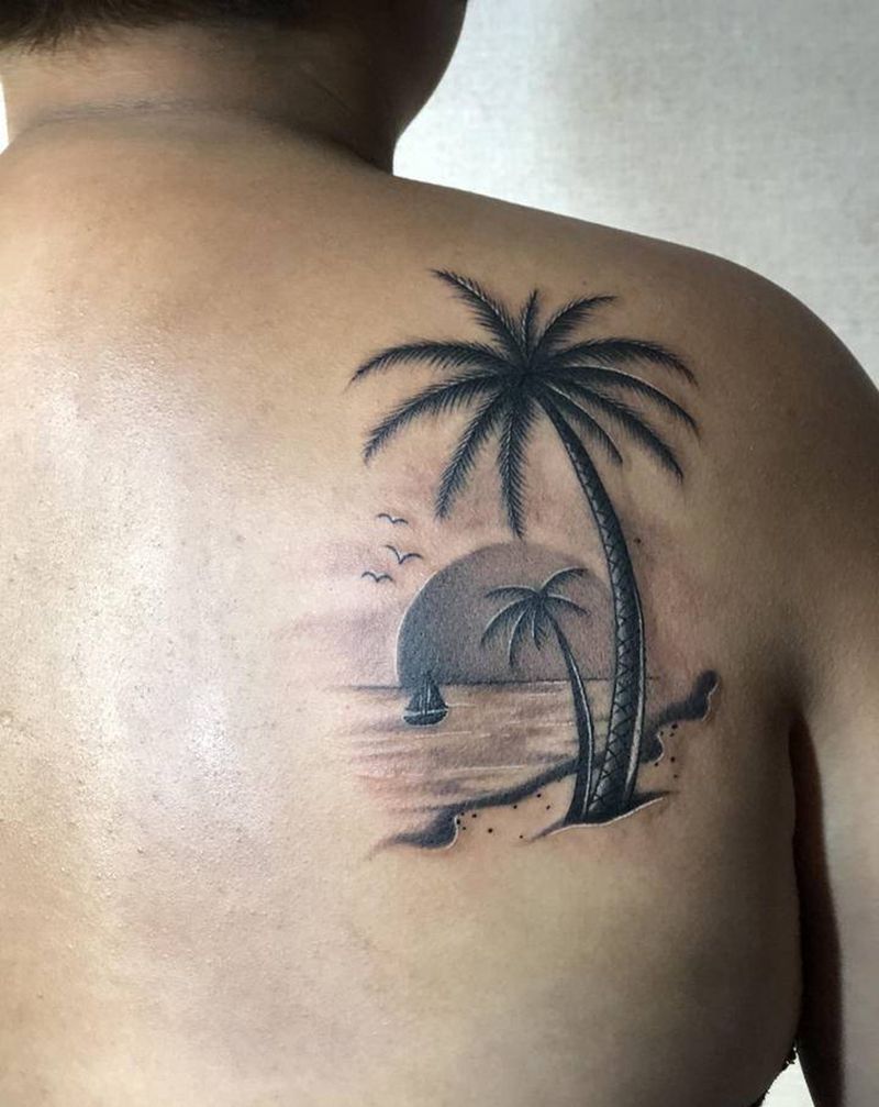 风景纹身图片_背部纹身图案