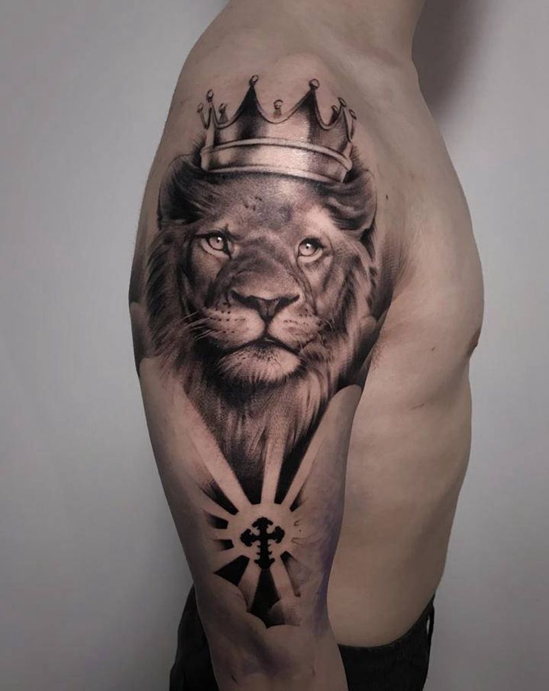 狮子未完待续【根作品】纹身图片_手臂欧美写实狮子原创纹身图案