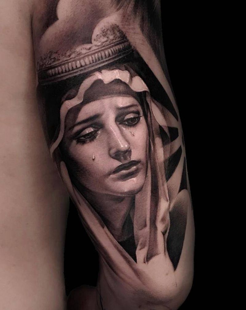 圣母未完待续【根作品】纹身图片_手臂欧美写实圣母原创纹身图案