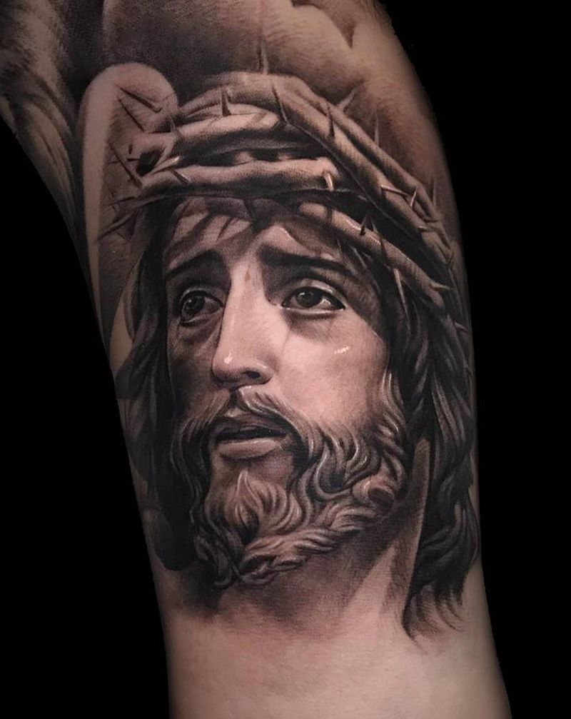 耶稣未完待续【根作品】纹身图片_手臂欧美写实原创耶稣纹身图案