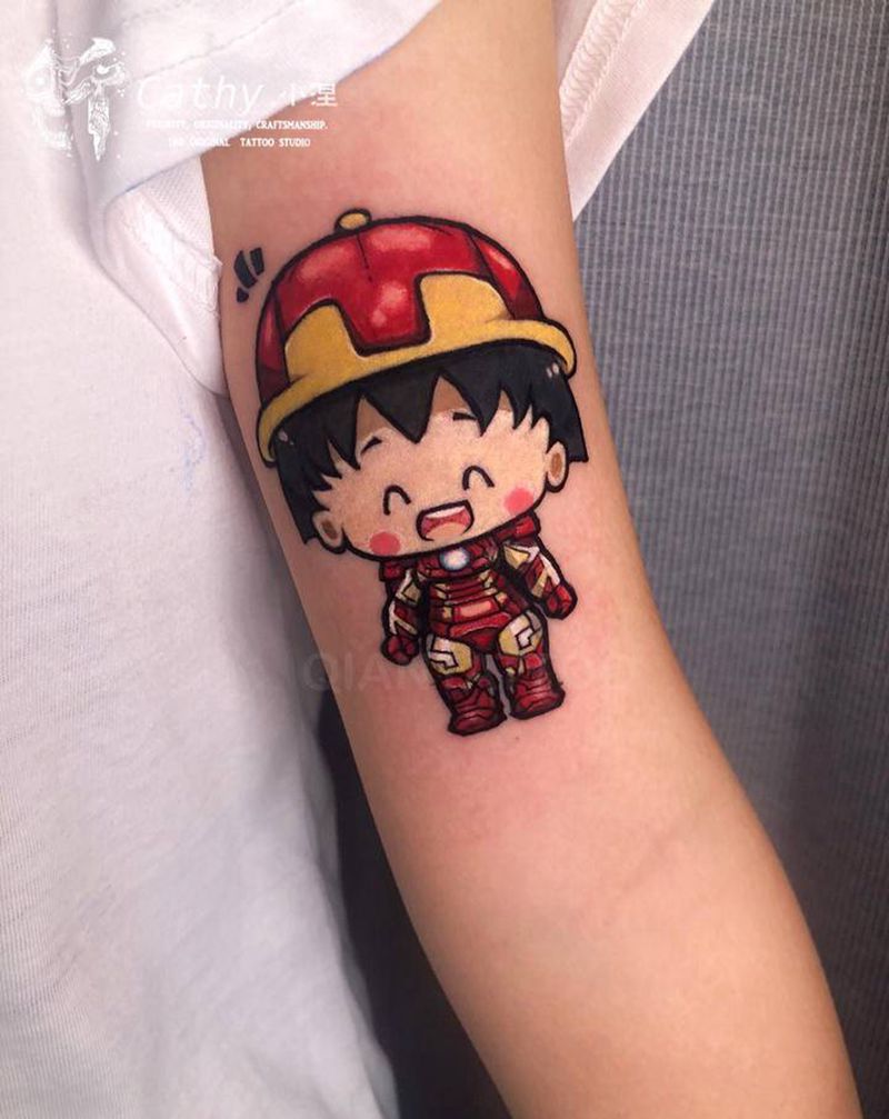 钢铁小丸子纹身图片_手臂手部New SchoolOld School钢铁侠小丸子卡通纹身图案