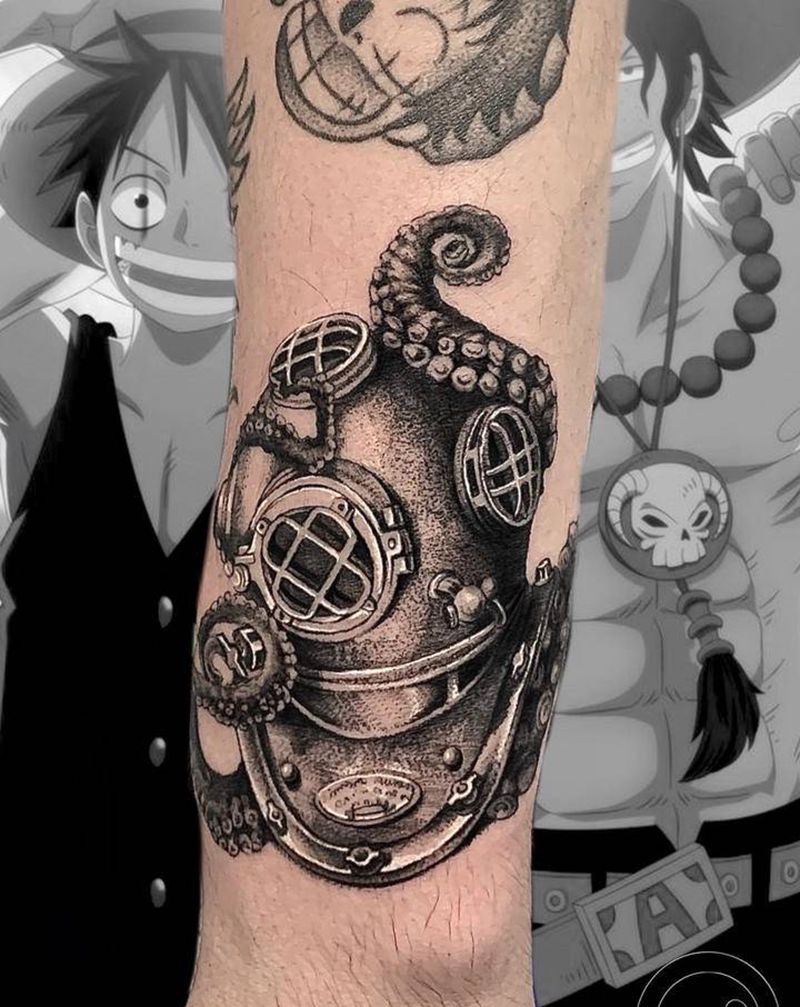 海贼王纹身图片_手臂欧美写实海贼王动漫点刺纹身图案