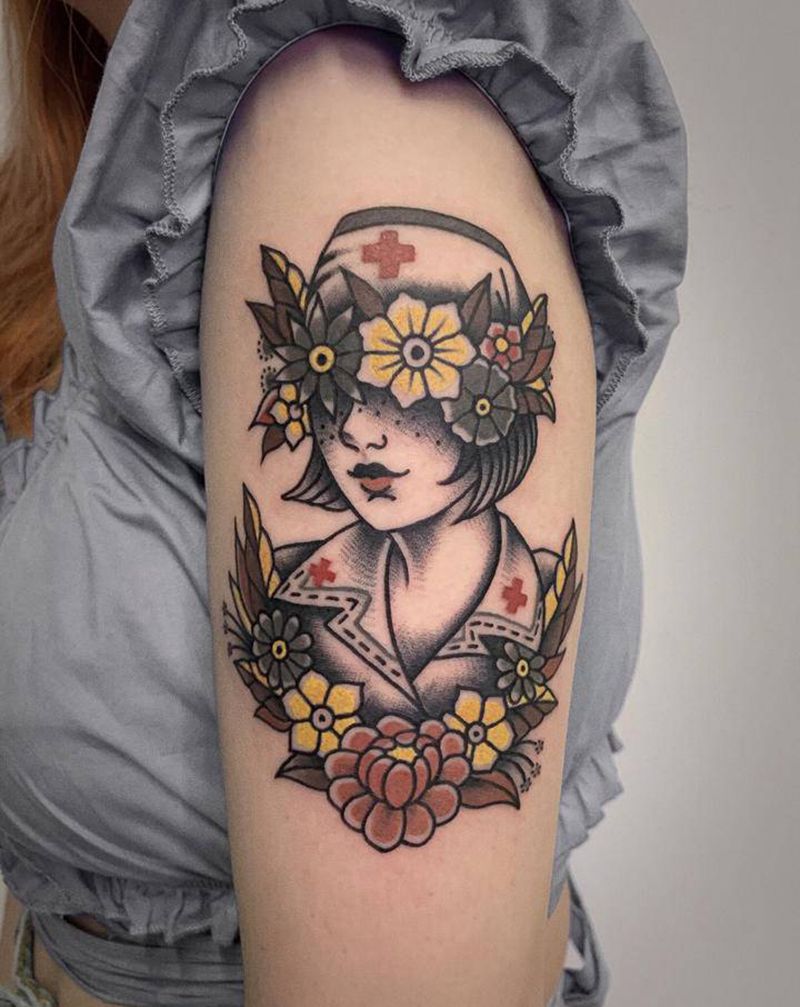 白衣天使【大涵作品】纹身图片_手臂Old School人物纹身图案