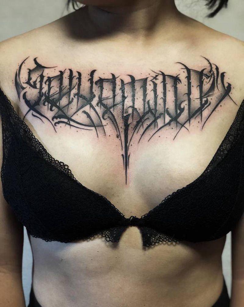 字纹身图片_胸部纹身图案