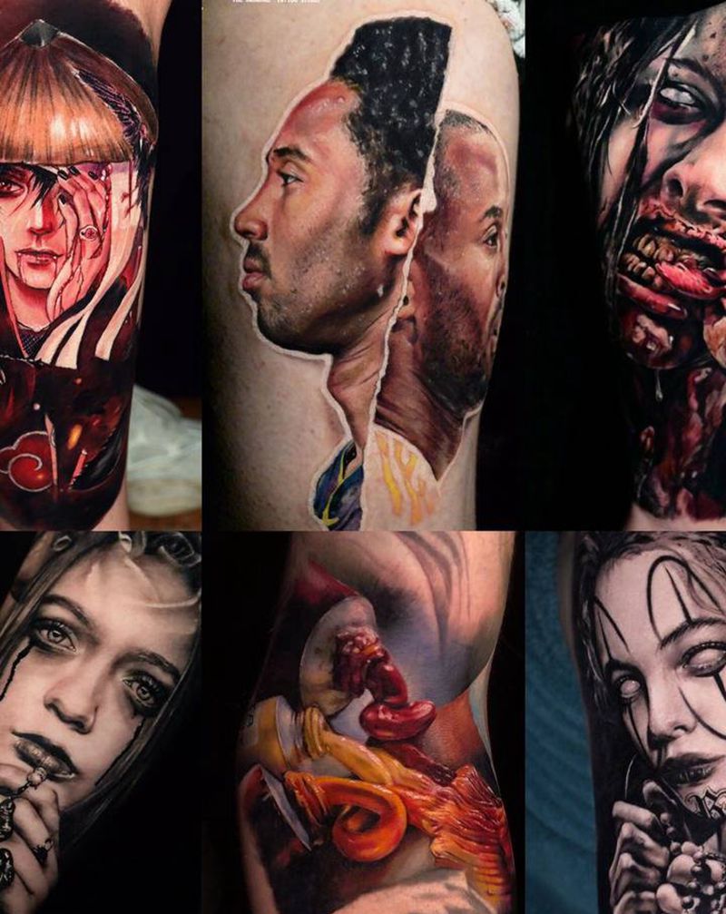 部分作品纹身图片_手部腿部欧美写实仟写实肖像纹身图案