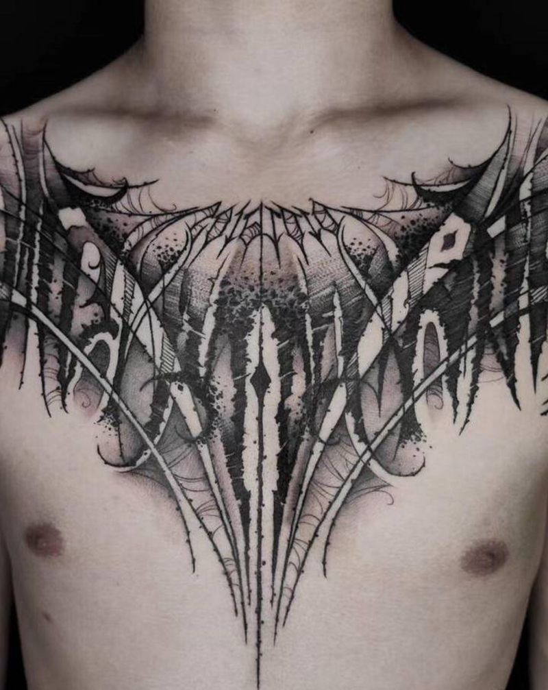 暗黑花体字【丰兄作品】纹身图片_胸部花体字暗黑花体字奇卡诺原创纹身图案