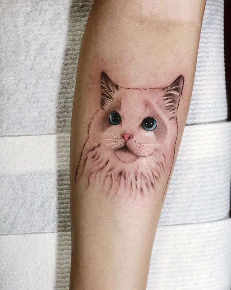 猫纹身图片_手部纹身图案