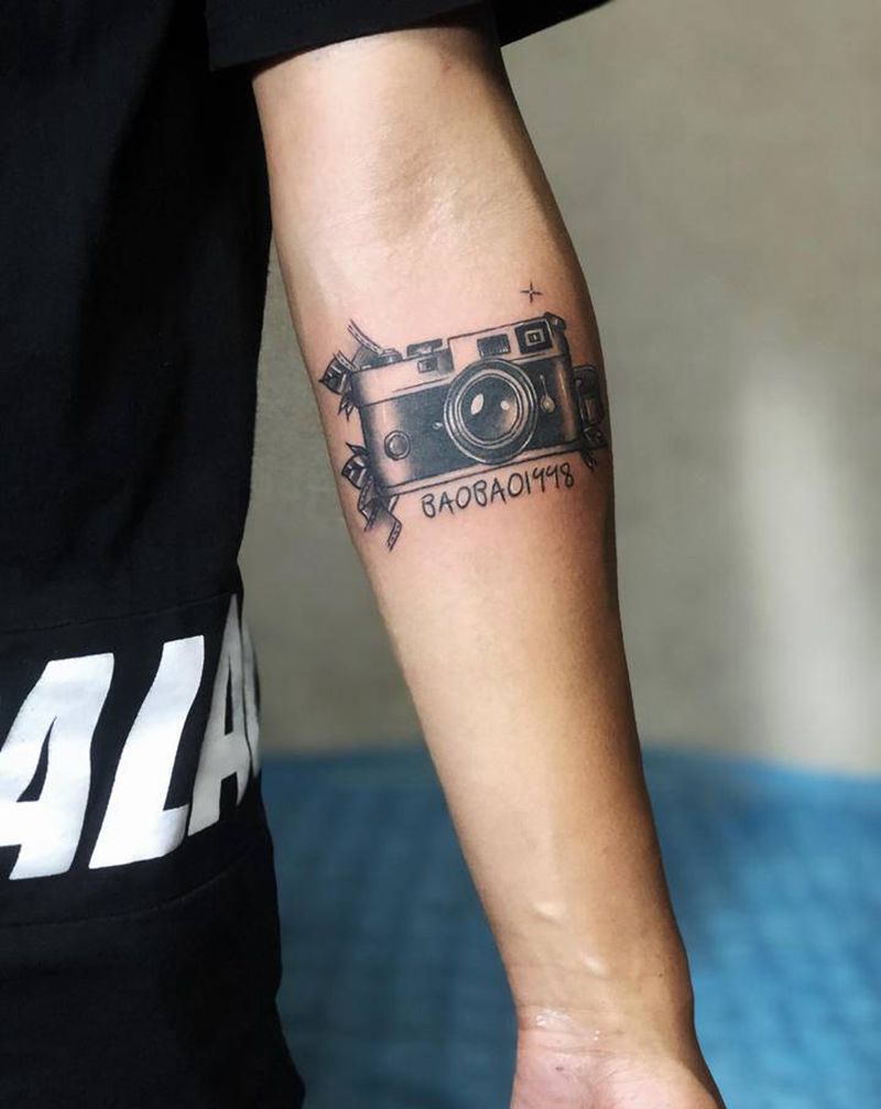相机纹身图片_手臂纹身图案