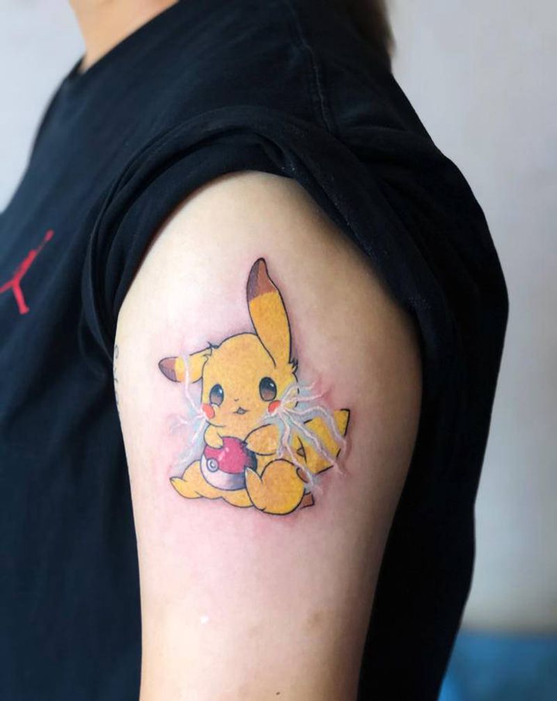 皮卡丘纹身图片_手臂纹身图案