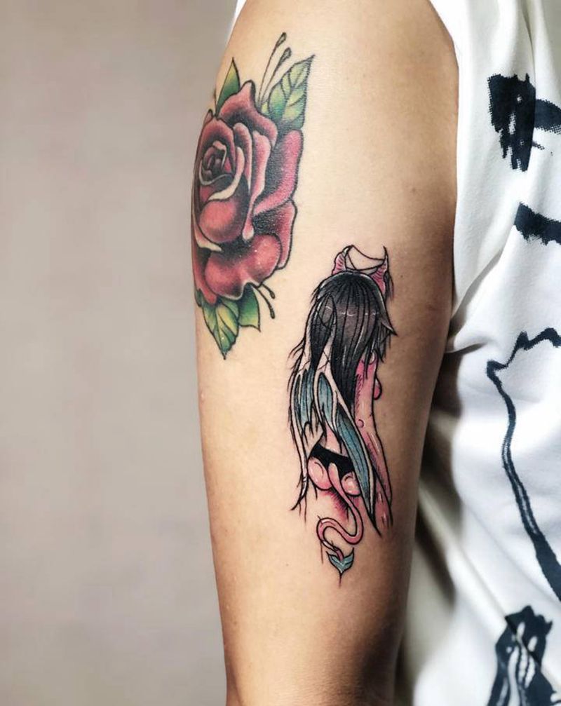 恶魔背影纹身图片_手臂纹身图案