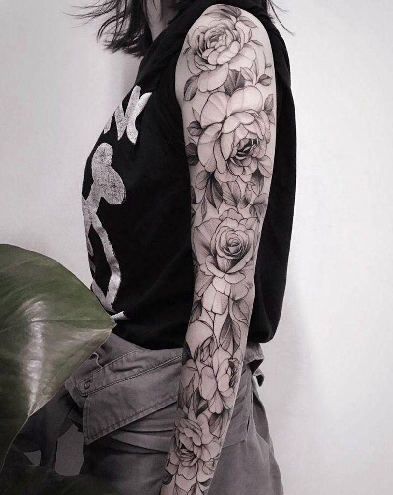 素花【根作品】纹身图片_手臂点刺几何素花纹身图案