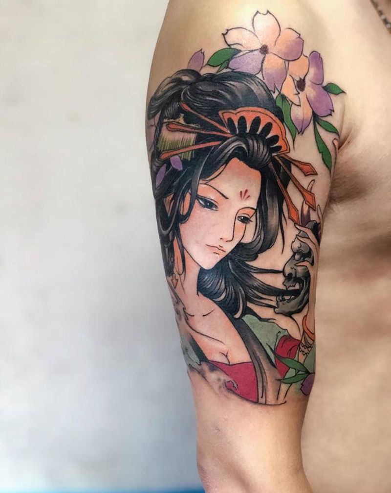 艺妓纹身图片_手臂纹身图案