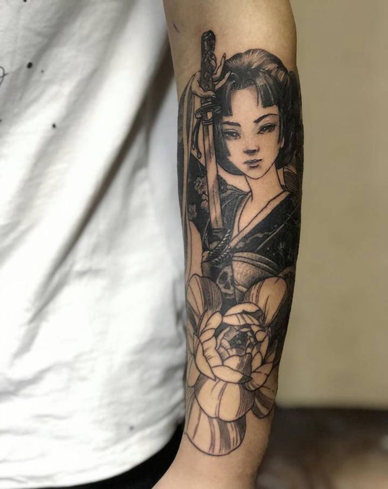 艺妓纹身图片_手臂纹身图案