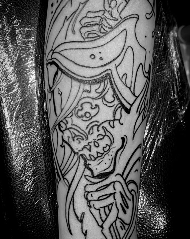 先割线纹身图片_手部New School纹身图案