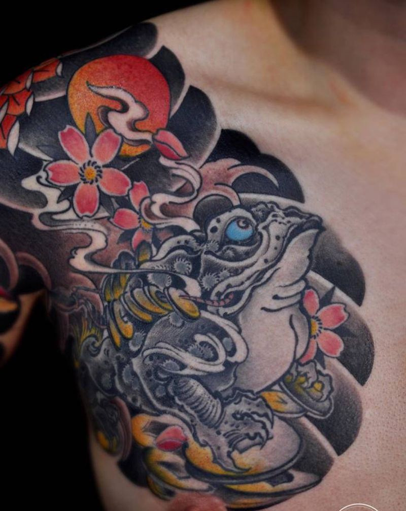 金蟾半胛紋身纹身图片_手臂胸部老传统重慶紋身纹身图案