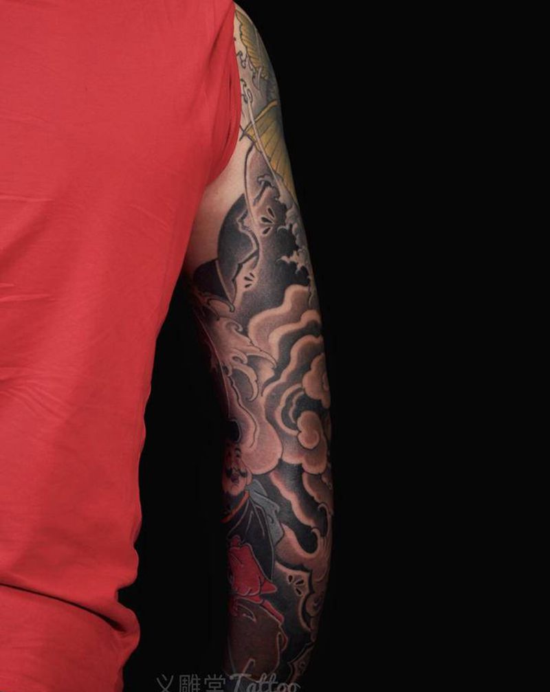 花臂纹身纹身图片_手臂新传统重庆纹身图案