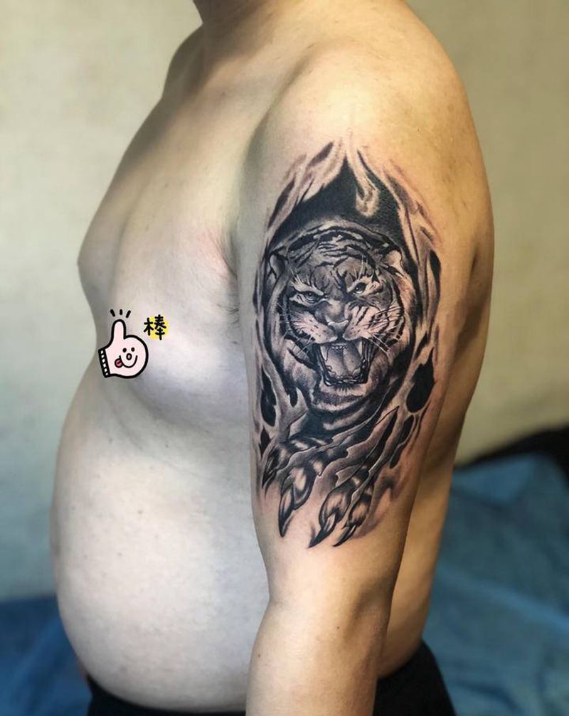 虎纹身图片_手臂纹身图案