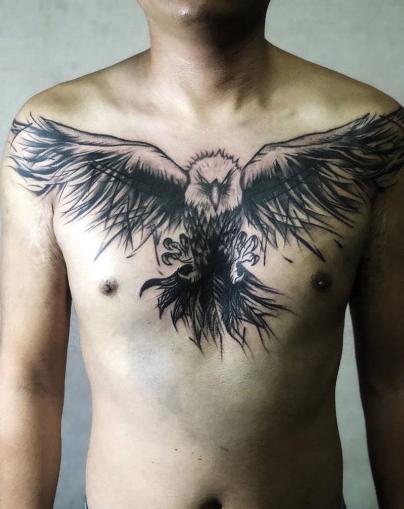 花胸纹身图片_胸部纹身图案