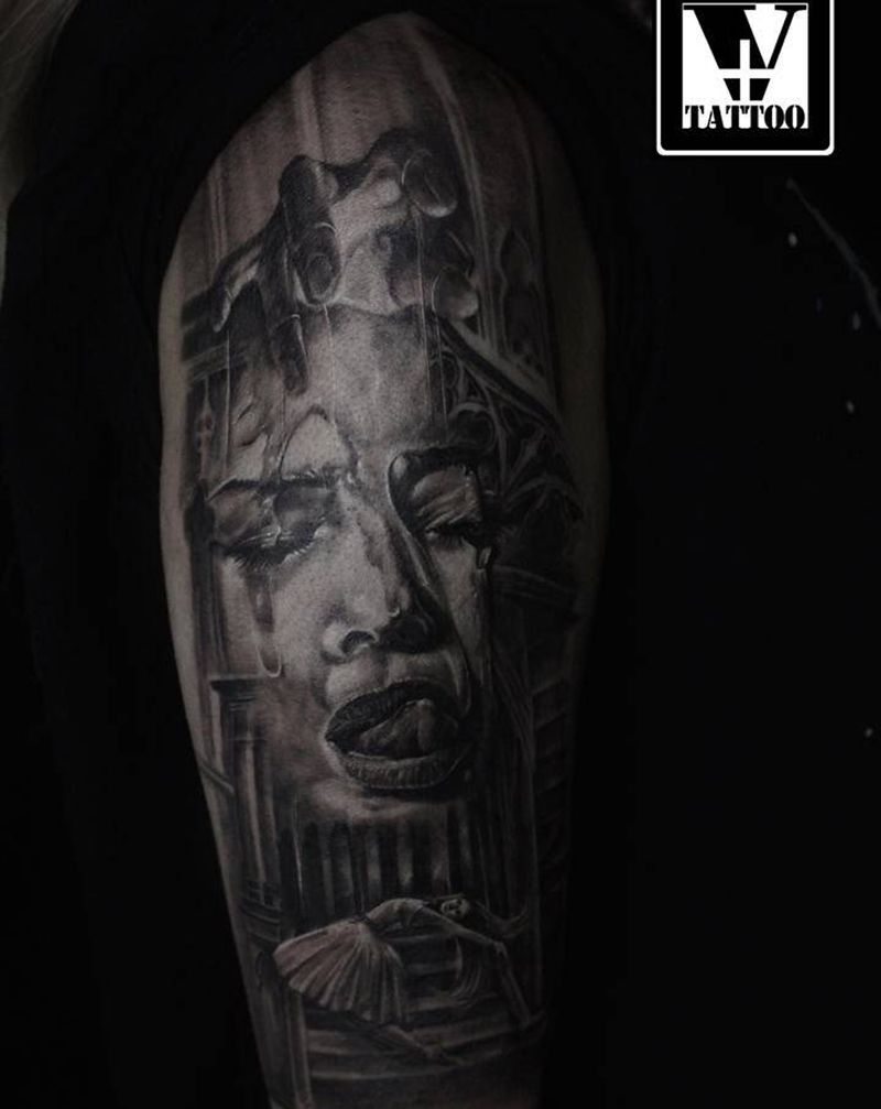 Life纹身图片_手臂欧美写实纹身图案