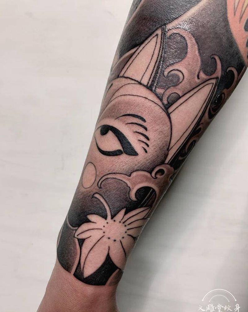 狐面刺青纹身图片_老传统纹身图案