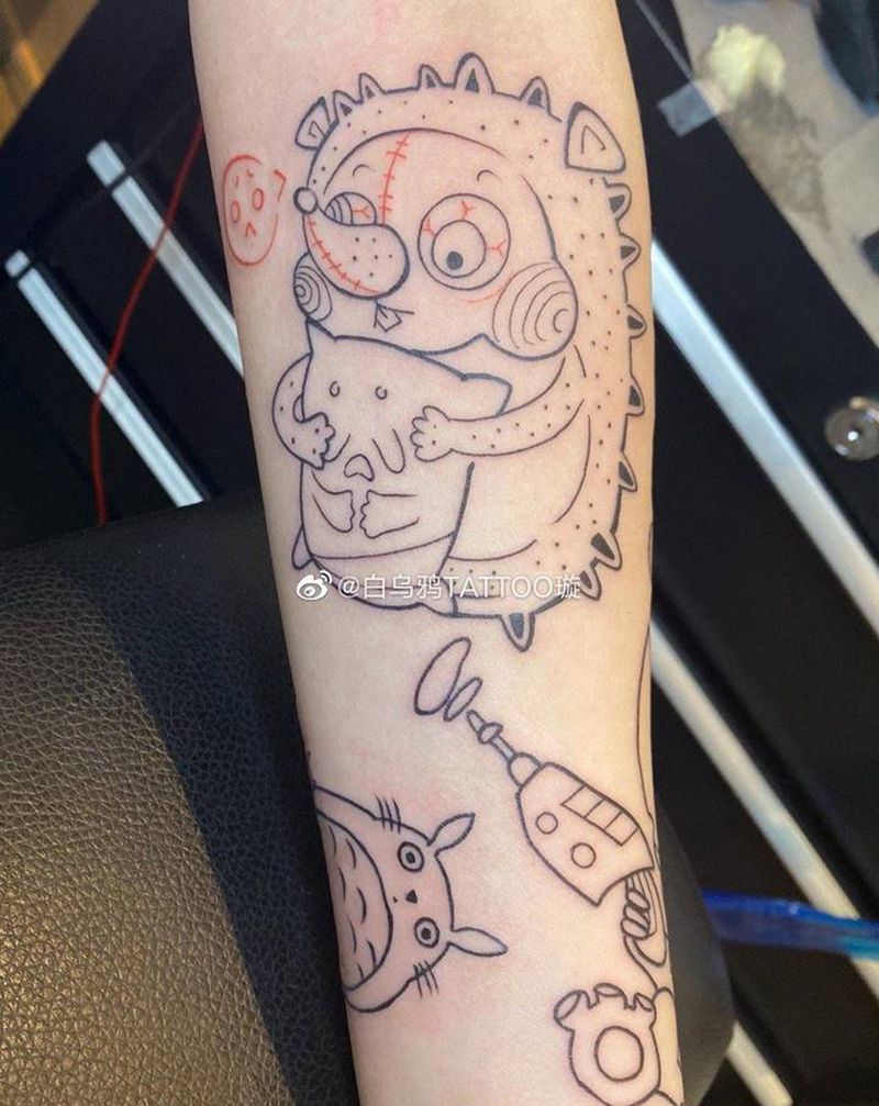 先割线，可可爱爱纹身图片_手臂水彩纹身图案