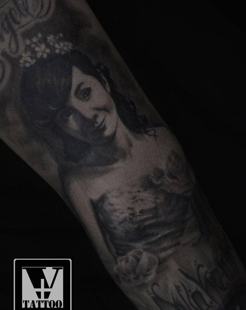 Dear mother纹身图片_手臂欧美写实纹身图案