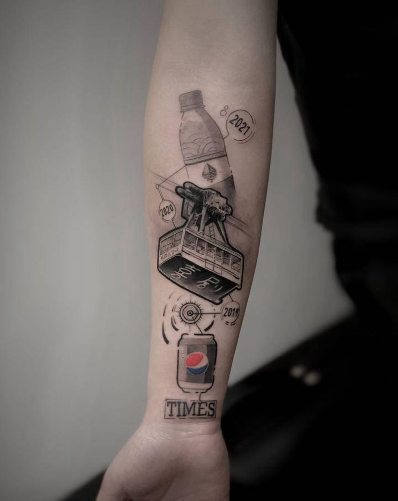 时间轴纹身图片_手臂欧美写实纹身图案