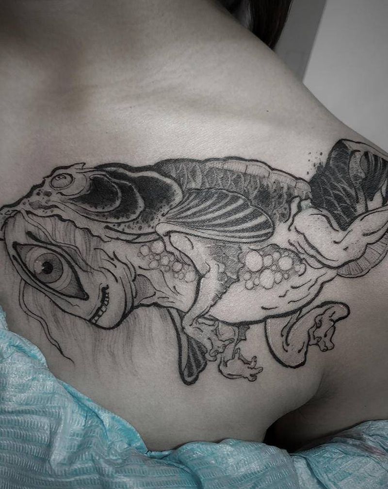 鬼怪纹身图片_肩部老传统鬼怪纹身图案