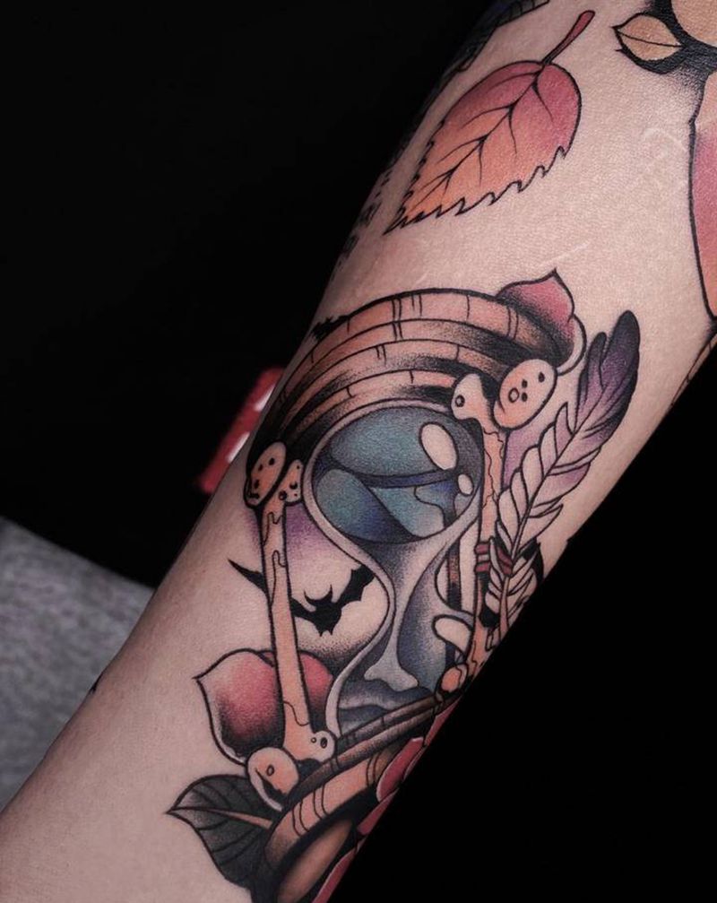 拼接小臂纹身图片_手臂New School纹身图案