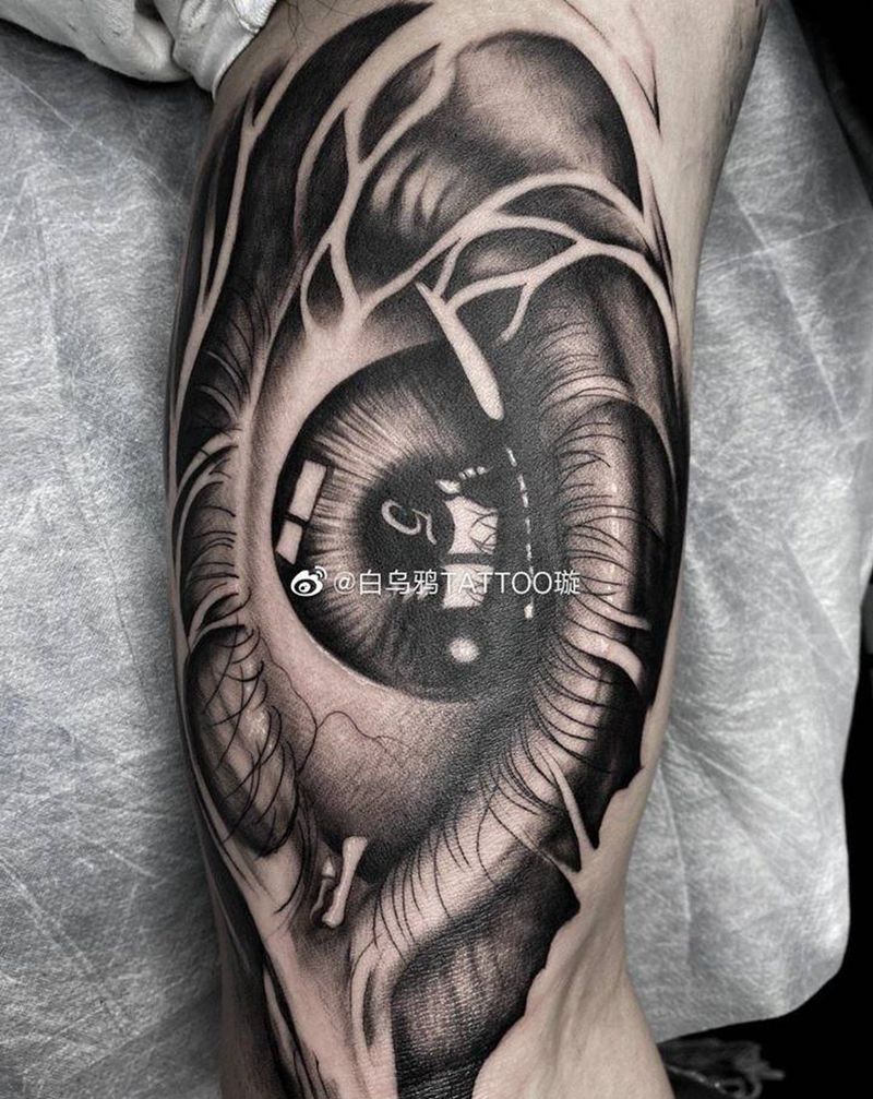 眼纹身图片_手臂欧美写实纹身图案