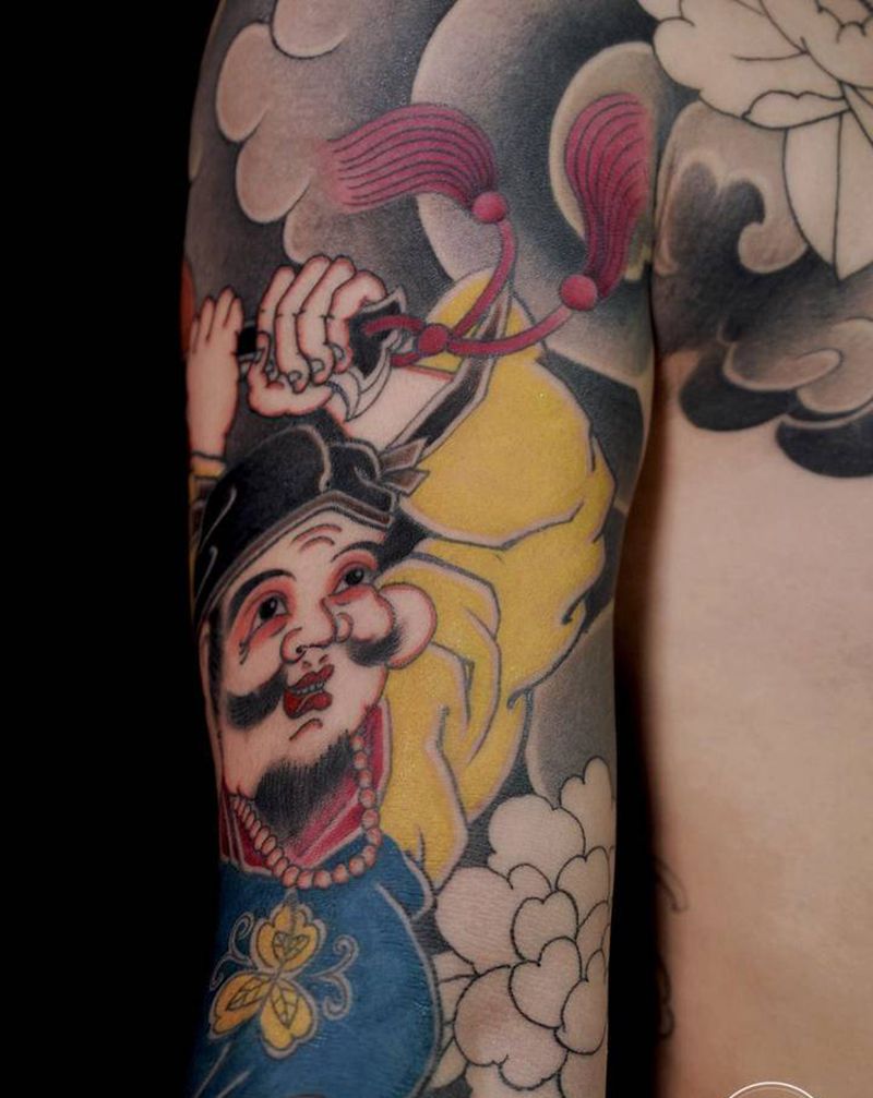 花臂局部纹身图片_手臂老传统重庆纹身图案