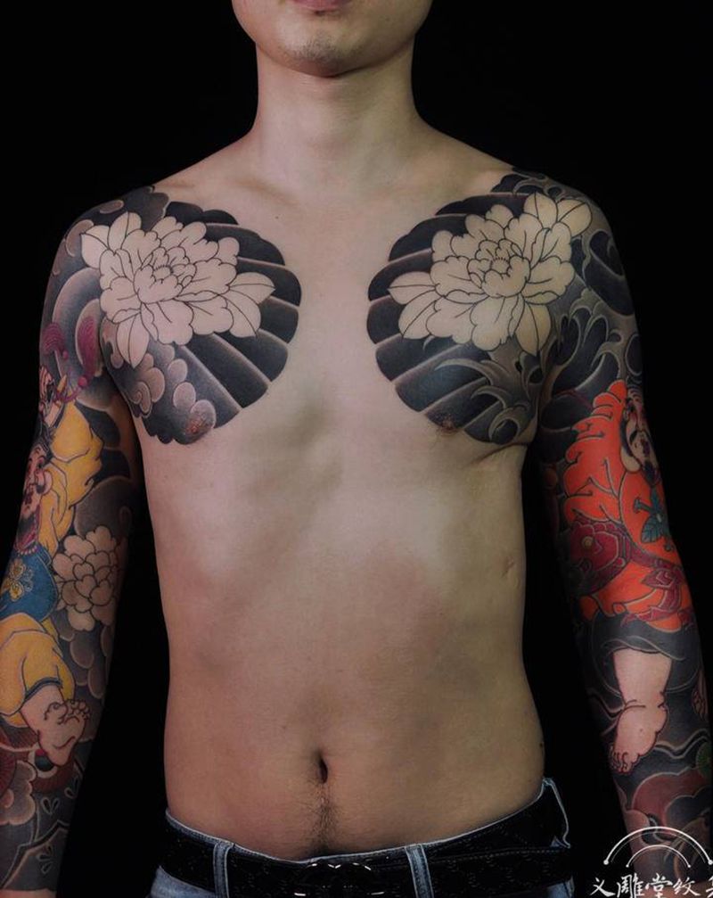 双胛全臂刺青纹身图片_老传统重庆纹身图案