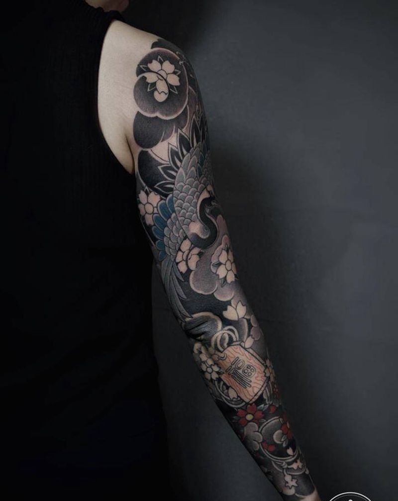 花臂纹身纹身图片_手臂老传统重庆纹身图案