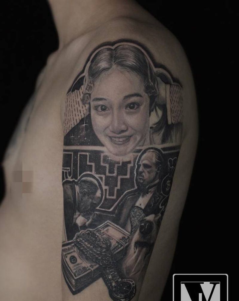 最幸福的人纹身图片_手臂欧美写实纹身图案