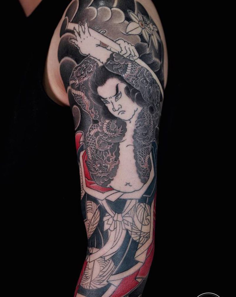 九纹龙史进纹身纹身图片_手臂老传统重庆纹身图案