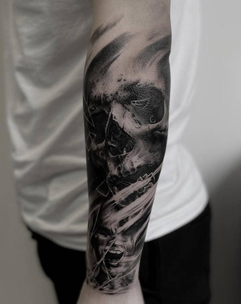 写实骷髅纹身图片_欧美写实纹身图案