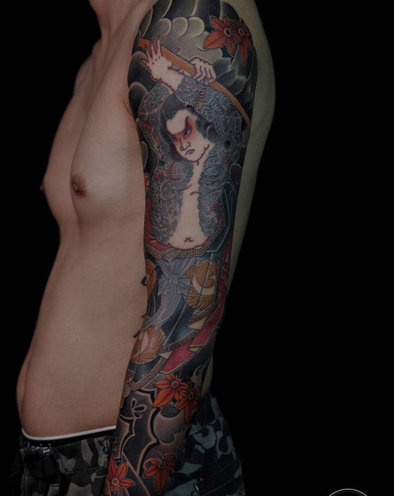 九纹龙史进纹身纹身图片_手臂老传统重庆纹身图案