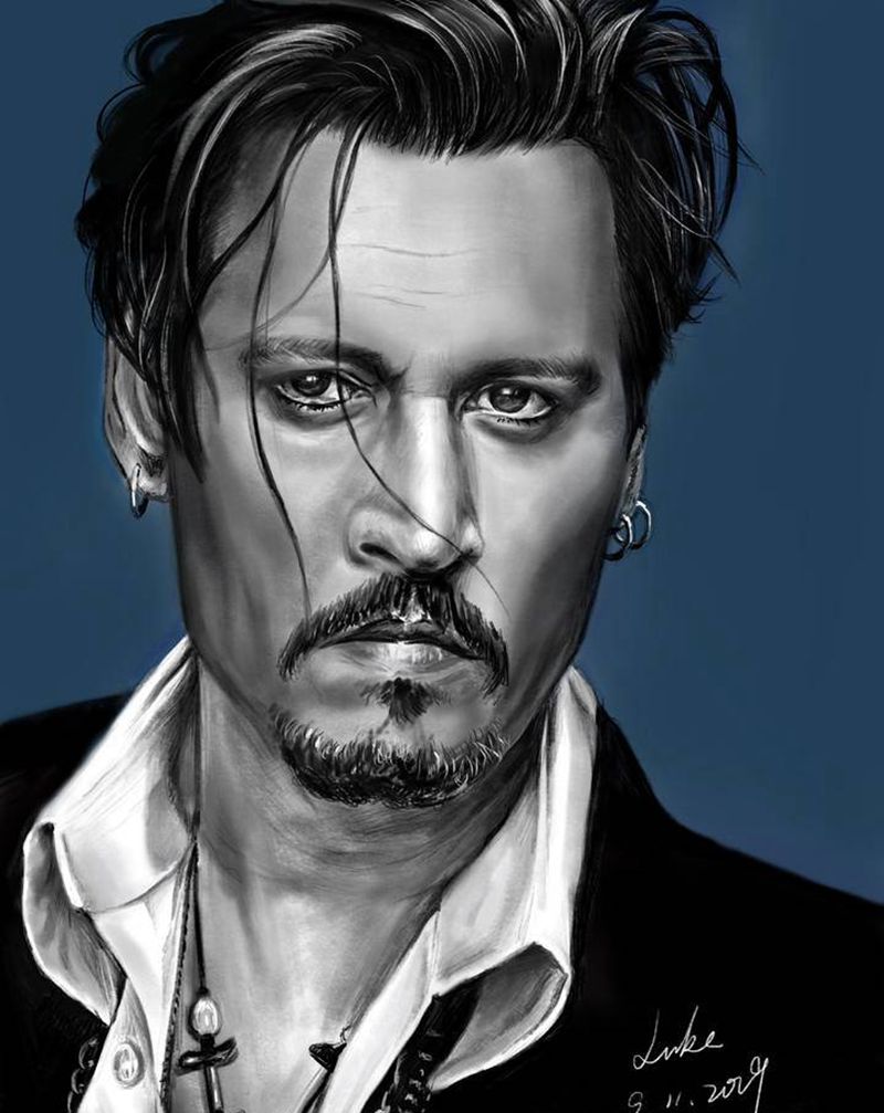 Johnny depp纹身图片_欧美写实素描procreate纹身图案