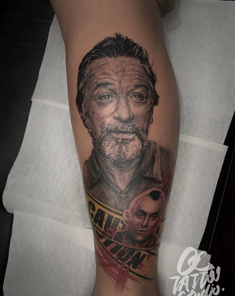 罗伯特德尼罗纹身图片_腿部欧美写实纹身图案