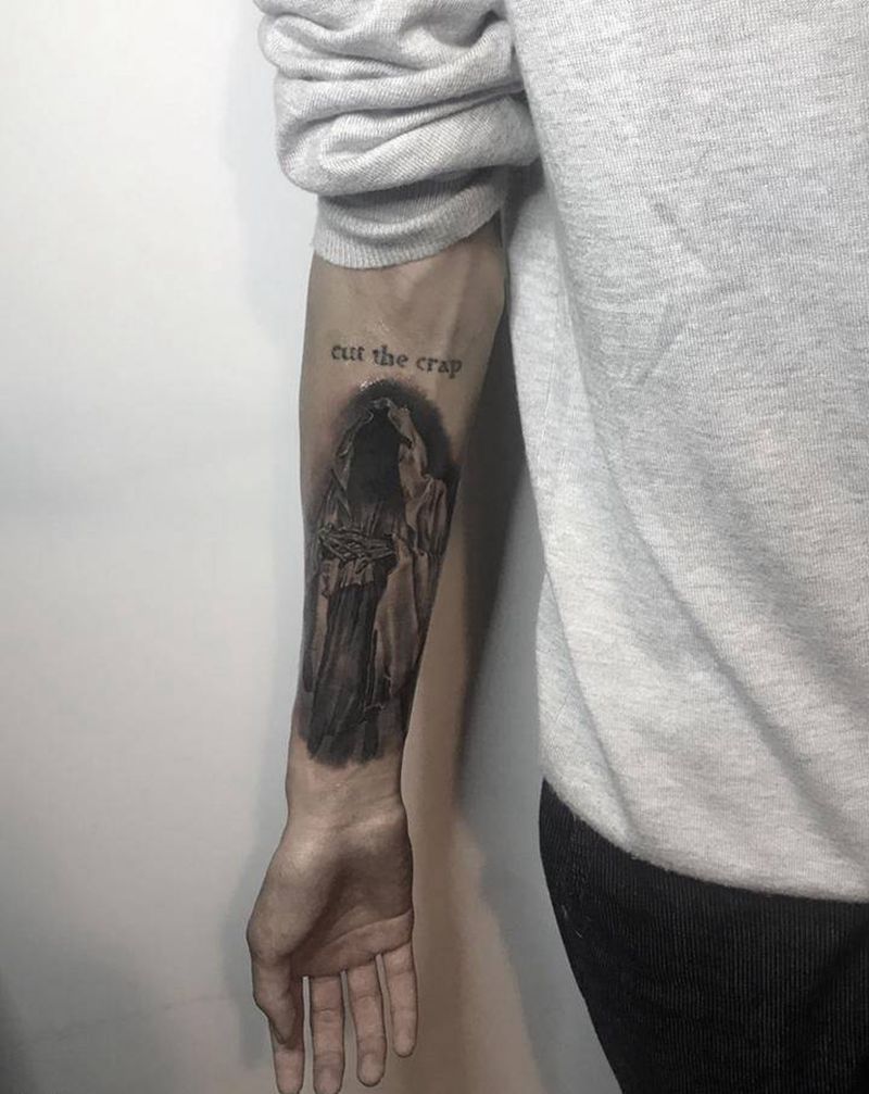 死神纹身图片_手臂欧美写实纹身图案
