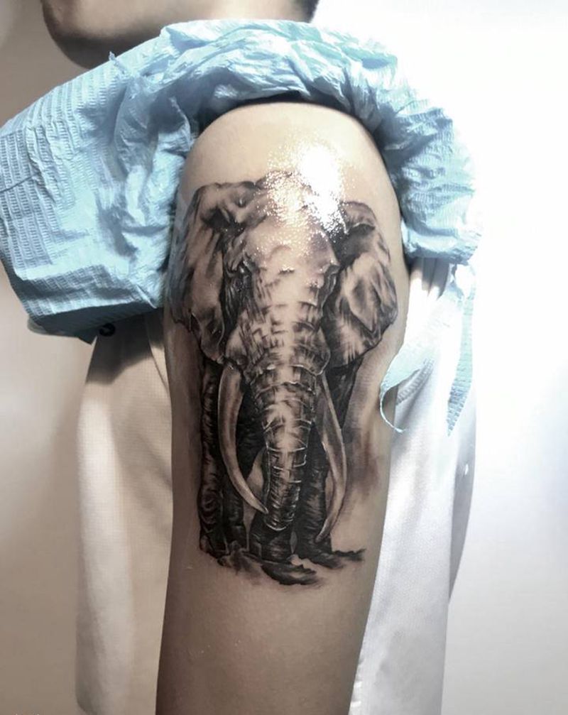 写实象纹身图片_手臂欧美写实纹身图案